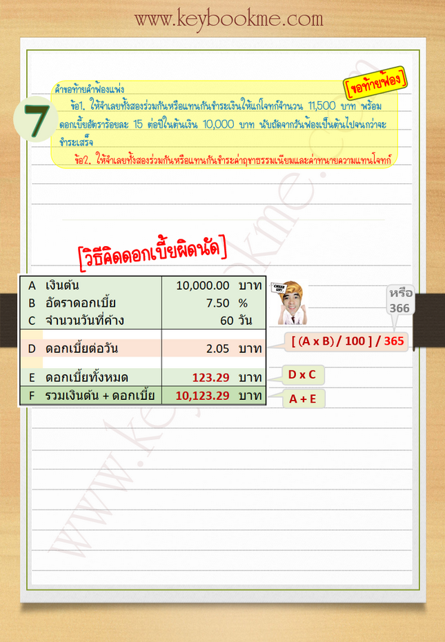 โครงสร้างคำฟ้อง-คดีแพ่ง-คิดดอกเบี้ย