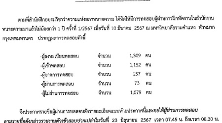 ผลสอบ-ทนายความ-ผู้ผ่านการฝึกหัดงานในสำนักงานทนายความมาแล้วไม่น้อยกว่า-1-ปี