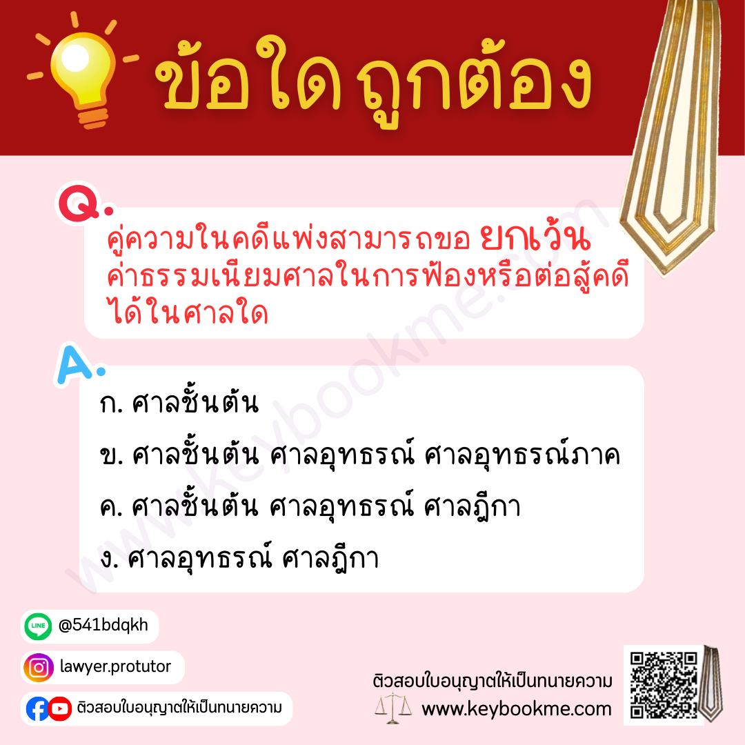 คู่ความในดดีแพ่งสามารถขอยกเว้นค่าธรรมเนียมศาลในการฟ้องหรือต่อสู้คดี-ได้ในศาลใด