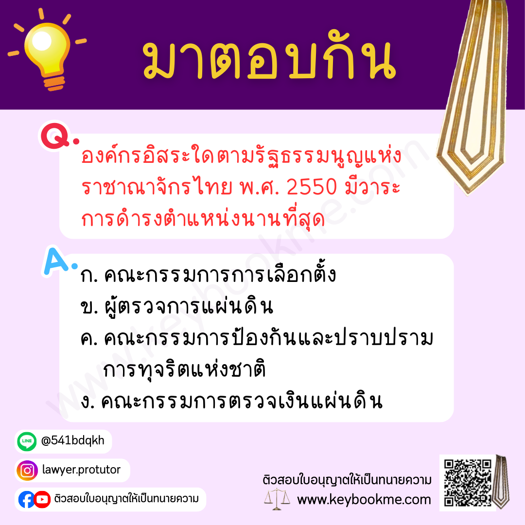 องค์กรอิสระใดตามรัฐธรรมนูญแห่งราชาณาจักรไทย พ.ศ. 2550 มีวาระการดำรงตำแหน่งนานที่สุด
