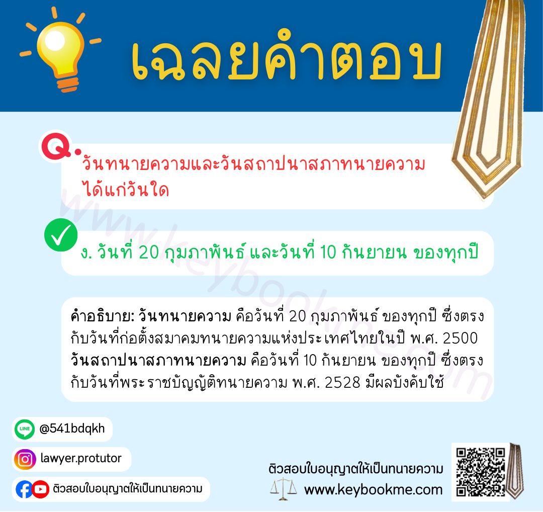 เฉลยคำตอบ-วันทนายความและวันสถาปนาทนายความได้แก่วันใด