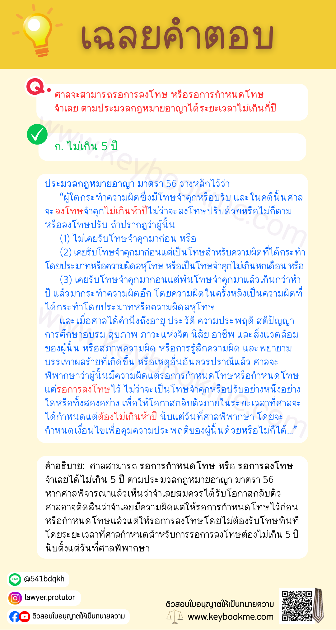 เฉลยคำตอบ-ศาลสามารถรอการลงโทษได้ไม่เกินกี่ปี-5ปี