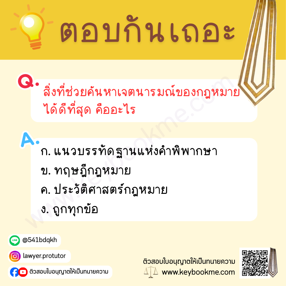 สิ่งที่ช่วยค้นหาเจตนารมณ์ของกฎหมาย
ได้ดีที่สุด คืออะไร