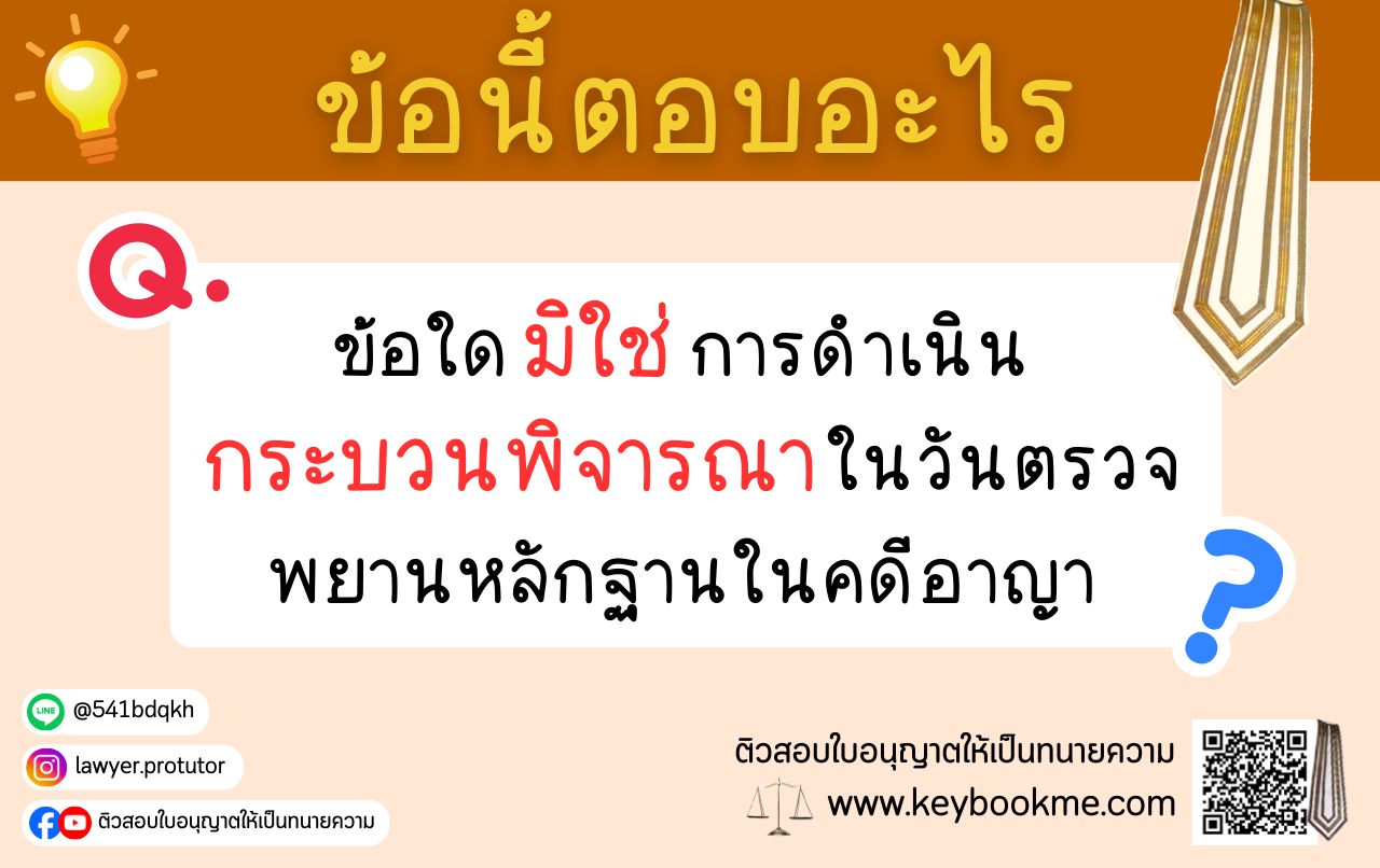 ข้อใดมิใช่การดำเนินกระบวนพิจารณาในวันตรวจพยานหลักฐานในคดีอาญา